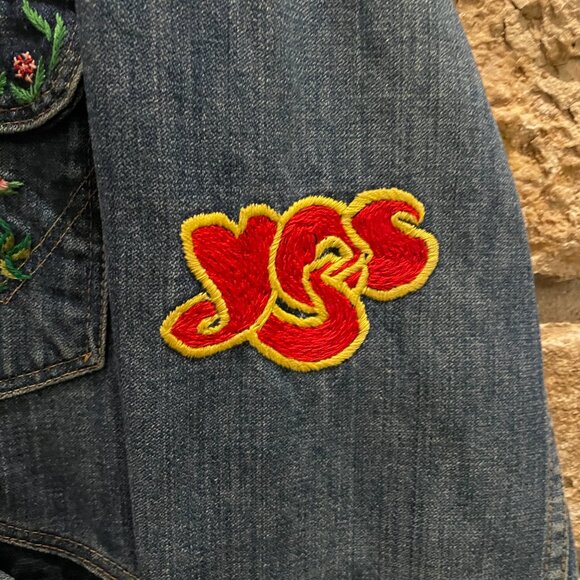 Vintage 1970s Wrangler Hand Embroidered Jean Jacket size 42 great used condition - Picture 4 of 13